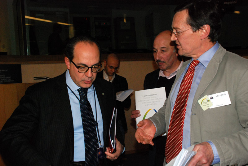 MEP Paolo De Castro, Romual Schaber (EMB), Nathaniel Page (Fundatia ADEPT)