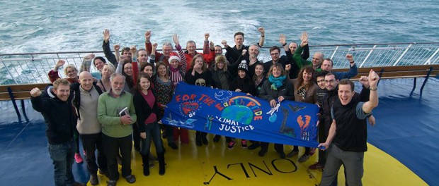 Stop climate chaos participants on the boat to cherbourg (c) Eoin Campbell