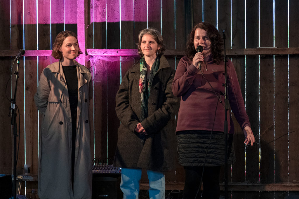 Women on the stage talking