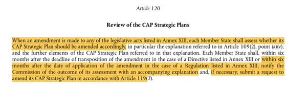 Figure 2: article 120 of the CSP regulation – source: regulation (eu) 2021/2115