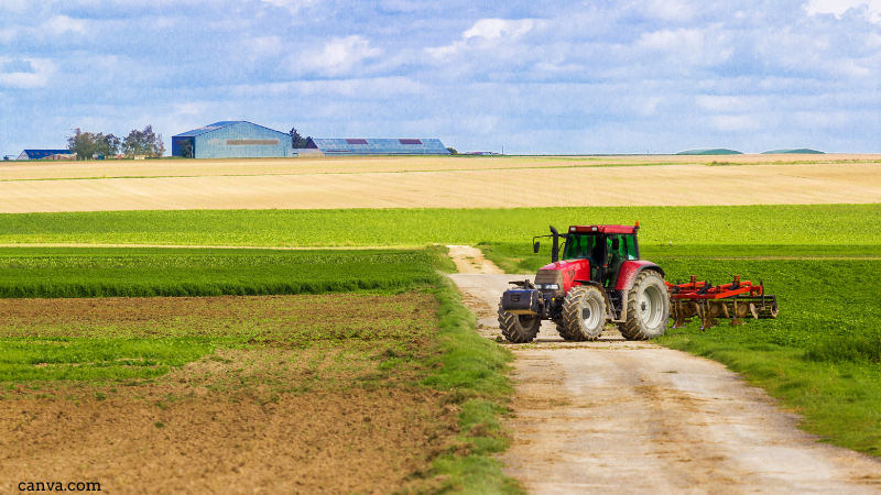 A tractor on a field in France